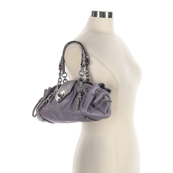 Vintage Coach Mini Legacy Drawstring East West Hobo Bag Lizard Trim 13204 Purple - Picture 3 of 9